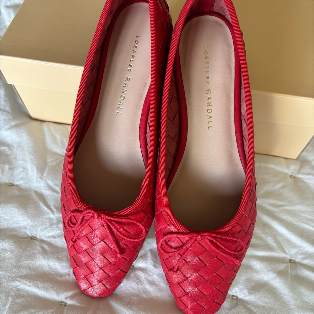 Loeffler Randall Red Landry Woven Flats